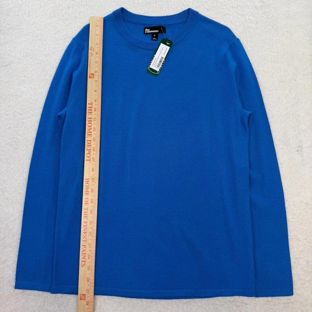 The Commons Mens Blue Merino Wool Capsule Long Sleeve Knit Crewneck Sweater Sz S